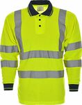 LIZZIE JACOBS Hi Viz High Visibility Long Sleeve Polo Shirts Reflective Tape Safety Hi Vis Security Work Breathable Lightweight Workwear Tops (X-Large, Yellow NC)