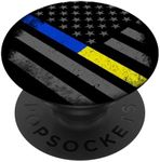 Thin Blue Gold Line Flag Police Dispatcher PopSockets PopGrip: Swappable Grip for Phones & Tablets PopSockets Adhesive PopGrip