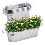 BestAlice 5 Pack Galvanized Planters for Outdoor Plants, Galvanized Oval Planters Tub Galvanized Buckets with Handles, Metal Pail Flower Pot for Indoor Outdoor Decor