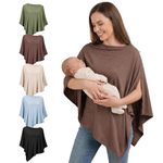 Fiohiros Breastfeeding Cover,Soft Breathable Modal Nursing Cover for Mum,360° Full Coverage Breast Feeding Cover Up,Multi-use Poncho Breastfeeding Cover for Stroller Car Seat Shawl (Brown)