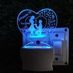 Red Robin Love Couple 3D Optical Illusion Acrylic Night Lamp, 7 Colors RGB Auto Colour Changing LED Plug and Play Night Light, Office Light, Best for Gift - Pack of 1 (SD011,Multicolour, 3 Inch)