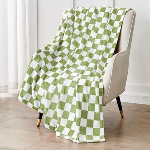 Edenleaf Green Checkered Blanket, Ultra Soft Fleece Checkered Throw Blanket for Couch Bed and Travel, Luxury Green Throw Blankets for All Seasons (Green,50"x60")