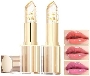 Color Changing Lipstick, Gold Crystal pH Color-Changing Lipstick–24HR Transferproof & Moisturizing Lip Gloss, Long-Lasting Glossy Finish Birthday & Galentine’s Gifts for Women (2 Count (Pack of 2))