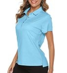 YSENTO Women Short Sleeve Polo Shirts Quick Dry Moisture Wicking Collared Golf Shirts Water Blue M