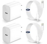 for iPhone Charger, 2Pack 20W USB C Charger with 10FT USB C to Lighting Cable [MFi Certified] PD Fast Wall Charger for iPhone 14 13 12 11 Pro X XR XS Max 9 Plus