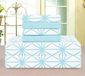 Elegant Comfort Luxury Soft Bed Sheets Cube Pattern 1500 Thread Count Percale Egyptian Quality Softness Wrinkle and Fade Resistant (6-Piece) Bedding Set, Full, Aqua