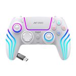 Ant Esports GP400 RGB Bluetooth Wireless & Wired Gaming Controller – HallSense Precision Joysticks for PC/PS4/PS3/Switch/Android/iOS with Double Shock, Fast Type-C Charging, Turbo Function, Up to 12 Hrs Play Time, 1000mah Battery – White