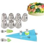 Piping Bags and Nozzles Cake Decorating Set with Silicone Bag, Tips, Coupler | Reusable Pastry Bags and Nozzle for Cake, Pastries, Cupcake, Baking (Pack of 13)