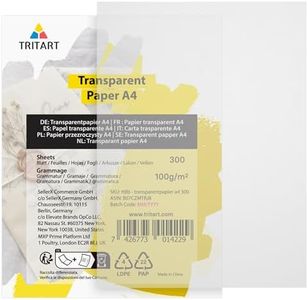 Tritart Papier calque A4 à Imprimer - 300 Feuilles - 100g / m2 I Papier Transparent pour Dessiner/Tracer/bricoler/travaux manuels/Carte d'invitation/Couture/imprimage/devoirs Scolaire