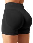 YEOREO Women Workout Gym Impact Shorts Hidden Scrunch Butt Lifting 3.6"/4.5"/6" Seamless Shorts, Black, Medium