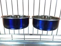 Ellie-Bo Pair of Dog Bowls For Crates, Cages or Pens and 3 Sizes (0.9Ltr Medium, Blue)