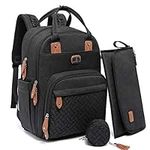 Dikaslon Changing Bag Backpack, Large Nappy Back Pack Multifunction Baby Bags with Portable Changing Mat, Pacifier Holder, and Stroller Straps, for Mom and Dad (Black)