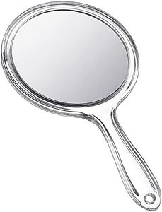 Jetec Hand Mirror Double-Sided Handheld Mirror 1X/ 2X Magnifying Mirror with Handle Transparent Hand Mirror Rounded Shape Makeup Mirror (Clear)