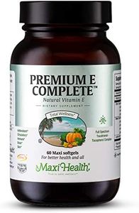 Maxi Health Premium E Complete | Gluten-Free 200 IU Vitamin E Capsules | All-In-One Supplement for Nutritional Support, Heart Health, and Immune System - 60 Kosher Capsules | NO SYNTHETICS