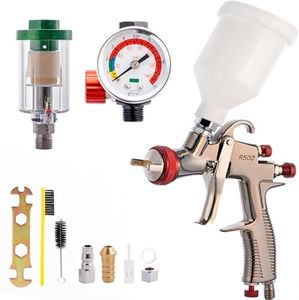 DAXINYANG R500 LVLP Spray Gun 1.3mm Nozzles Automotive Paint Gun with Air Pressure Regulator&Oil-Water Separator, Body Repair LVLP Automotive Paint Spray Guns for Painting Cars, Furnitures