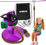 Zipline Kit for Kids and Adutls, Stainless Steel Pulley,Slackline 56ft with Zipline,Zip Lines for Backyard，Zip Line Kit with Climbing Rope Swing