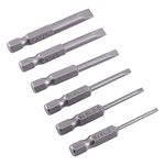 6Pcs Hex Shank Screwdriver Bit Set, S2 Alloy Slotted Bits Slotted Screwdriver Bit Kit Flat Head Slotted Tip for Electric Screwdrivers