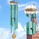 Big Wind Chimes Outside Deep Tone, 42" Memorial Wind Chime Outdoor Clearance ,Large Turquoise Patina Wind Chimes for Outdoor Garden,Yard,Patio Decor (Blue Patina, Large, 44)