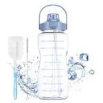 2 Litre Water Bottle with Time Markings, Big Water Bottle Motivational Water Bottle, Clear Water Bottle Plastic Water Bottles, Large Water Bottle with Straw, Sports Water Bottle for Hiking Camping