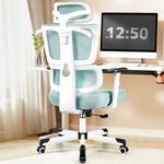 Primy Office Chair Ergonomic Desk Chair, High Back Computer Gaming Chair, Comfy Big and Tall Home Office Chair with Lumbar Support, Breathable Mesh Reclining Chair Adjustable Headrest(Light Blue)