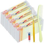 meekoo 200 Set Disposable Toothbrushes with Toothpaste and Comb Individually Wrapped Bulk Disposable Travel Toothbrush Kit Homeless Hygiene Kit Bulk for Travel Hotel Home Charity(Gold, Classic)