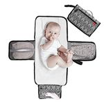 Lekebaby Portable Nappy Changing Mat Travel Baby Change Mat with Wipe-Pocket and Head Cushion, Grey