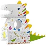 The TWIDDLERS 3D Dinosaur Cardboard Costume, Build & Colour in - 10 Colouring Pens, Kids Wearable Dino Puzzle DIY Birthday Gift for Boys and Girls, Ages 3 & Up, Cardboard House