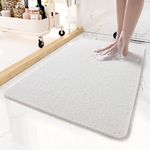 MTWSJIA Bath Mat for Inside Shower, 60x90cm Loofah Shower Mat Non Slip Anti Mould Antibacterial Soft PVC Bath Mat for Bathroom Wet Shower Areas(White)