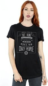 Supernatural Women's Crazy People Boyfriend Fit T-Shirt XXX-Large Black