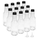 5oz Clear Glass Sauce Bottles,12 Pack Home Brewing Wine & Juicing Bottles,150ml Sparkling Wine Bottles with Airtight Caps for Party,Wedding Favors or Drinks Storage(heat shrink plastic seal include)