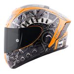 Steelbird SA-2 Terminator 2.0 Full Face Graphic Helmet in Glossy Fluo Finish with Smoke Visor (M, Fluo Orange), Thermoplastic