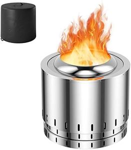 TANGZON Smokeless Fire Pit, 49cm Stainless Steel Wood Burning Firepit with Air Vents, Ash Tray & Protective Cover, Outdoor Portable Round Less Smoke Stove Bonfire for Camping Picnic BBQ