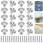 PERFETSELL 20 PCS Kitchen Door Knobs Stainless Steel Cupboard Handles Round Mushroom Door Pull Handle Knobs Polished Wardrobe Door Knobs Drawer Knobs with Screws for Drawer Door Cupboard, Silver