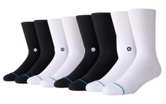 Stance Crew Socks - Icon - (Black x White, Large) 4 Pack