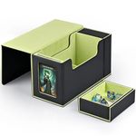 ZLCA Card Deck Box with Display Window,MTG Commander Deck Box Fits 200 Double-Sleeved Cards with Dice Tray & 35pt Magnetic Card Holder-Black&Green