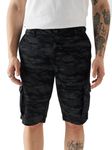 The Souled Store Black Camo Men Regular Fit Cotton Cargo Shorts SweatShorts Men's Sweat Shorts Athletic Lounge Gym Running Workout French Terry Cotton Drawstring Elastic Waist Casual Comfortable