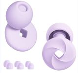 Silicone Ear Plugs for Noise Reduction. Ear Plugs for Sleep,Travel, Snoring & Relaxation, Motorcycle Ear Plugs - 33 db Noise Cancellation-4 Pairs of Ear Caps (Purple, Sizes XS,S,M,L)