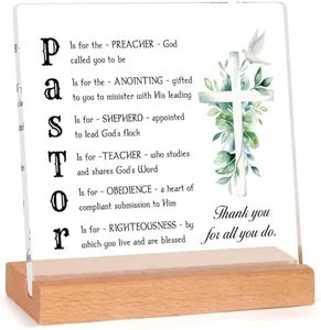 Afterprints Pastor Appreciation Gifts, Thank You Acrylic Plaque with Wooden Stand, Pastor Gifts for Men, Gifts for Pastor, Preacher, Sign Decoration