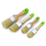 MAXMAN Chalk Paint Brushes for Furniture, Round Paint Brush Set 4Pcs, Wax & Stencil Brushes for Painting or Waxing on Wood, Milk Paint, Home Decor, Natural Bristles, 2 Large Brush and 2 Small Brushes