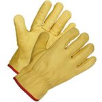 A406 5 Pairs Leather Gloves Yellow Driver Gloves for lorry drivers Soft Leather gloves Extra Soft With Fleece Lining (Medium-8)