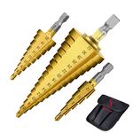 3PCS HSS Step Bits, High Speed Steel Step Drill Bits Set - (4-12mm, 4-20mm and 4-32 mm) Cone Drill Bits Hole Cutter for Wood, Stainless Steel, Sheet Metal by SS SHOVAN