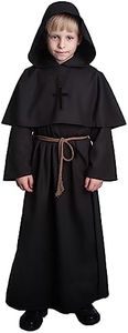 VZQI Medieval Monk Robe for Kids Renaissance Priest for Boy Halloween Cosplay Costume Cloak S