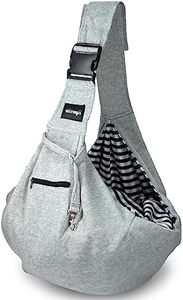 NATUYA Pet Sling Carrier Small Dog Sling Cat Carrier Bag Adjustable Strap Hands-Free Sling Pet Dog Cat Carrier Bag with Front Zipper Pocket Safety Belt for Outdoor Traveling Subway (Gray, Snap)