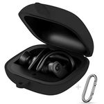 GEAK Portable Powerbeats Pro Case, 360° Protection Shockproof Soft Silicone Cover with Keychain Compatible for Beats Powerbeats Pro 2019, Black