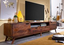 G Fine Furniture Wooden Entertainment Tv Unit for Living Room | TV Stand/Tv Cabinet with 2 Door, 2 Drawers & Shelf Storage | Solid Wood Sheesham, Brown Finish