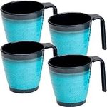 Xtremeauto 4pc Mug Set - Dinnerware Sets Melamine Cups, Mugs Crockery Set Dining Tableware Dishes, Dishwasher Safe Set Caravan (Granite Aqua Mugs)