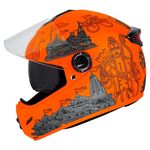 Steelbird SBH-34 Jai Shree Ram Reflective ISI Certified Full Face Graphic Helmet for Men and Women with Inner Smoke Sun Shield (Large 600 MM, Glossy Orange)