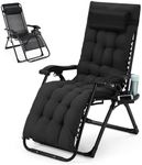 Garveehome Zero Gravity Chair, 26 Inch Zero Gravity Lounge Chair for Indoor and Outdoor, Adjustable Anti Gravity Chair with Cushion, Headrest, Footrest, Eye-Patch, Cupholder, 440 Lbs Deck Chair, Black