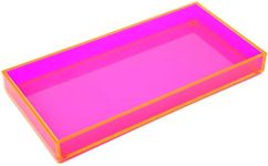 Acrylic Vanity Tray Decorative Bathroom Tray Perfume Jewelry Makeup Tray for Dresser Tops Small Desk Organizer Candle Sink Tray for Counter, Neon Pink