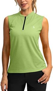 SANTINY Women's Sleeveless Golf Shirt Zip Up Tennis Lightweight Quick Dry Tank Tops Polo Shirts for Women(Parrot Green_S)